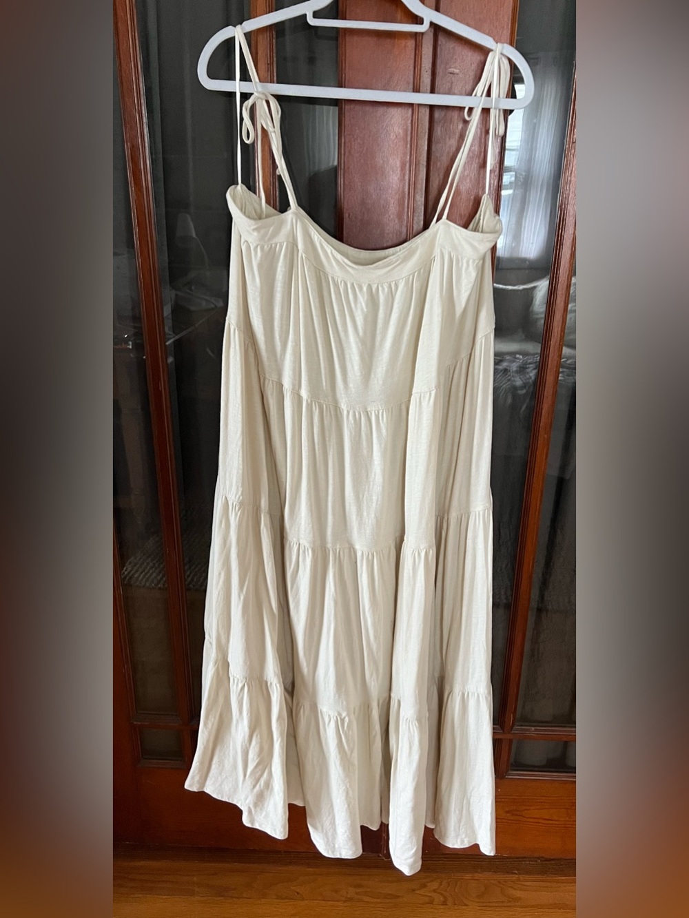 Boho American Eagle Outfitters Cream Tiered Maxi Sundress